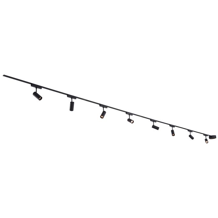 Nowoczesny system oświetlenia szynowego z 8 czarnymi reflektorami jednofazowymi 400 cm - Magnetic Gert