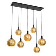 Dizaina-piekaramā-lampa-melna-ar-zelta-stiklu-7-gaismām---Bert