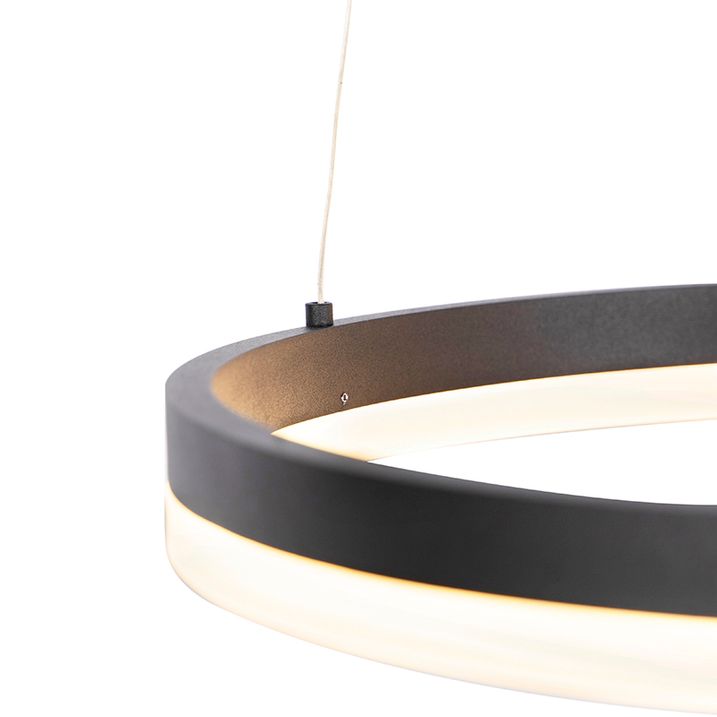 Suspension design noire 40 cm avec LED à 3 niveaux de luminosité - Anello