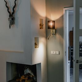 Art Deco-vägglampa svart med svart bomullslampa - Stacca