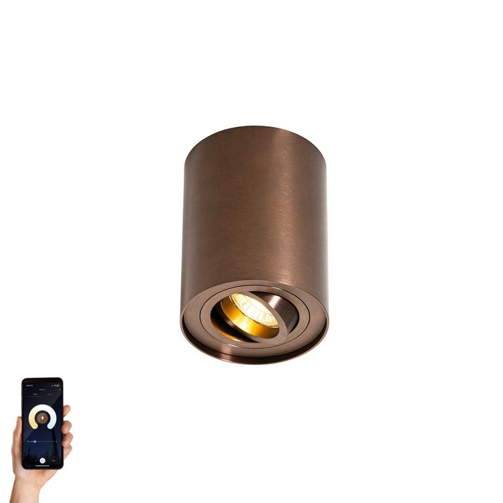 Pametni stropni reflektor temno bronast vrtljiv in nagiben vklj. Wifi GU10 50mm - Rondoo Up