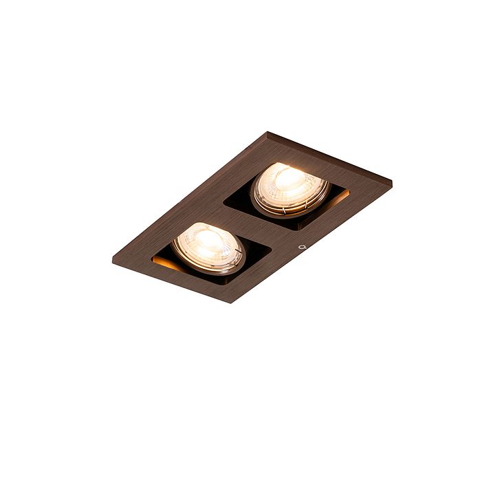 Set mit 6 Einbaustrahlern Dunkelbronze Rechteckig 2-Licht Verstellbar - Qure