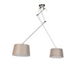 Stahl-Pendelleuchte-mit-taupefarbenen-Leinen-Schirmen-35-cm-2-Licht---Blitz