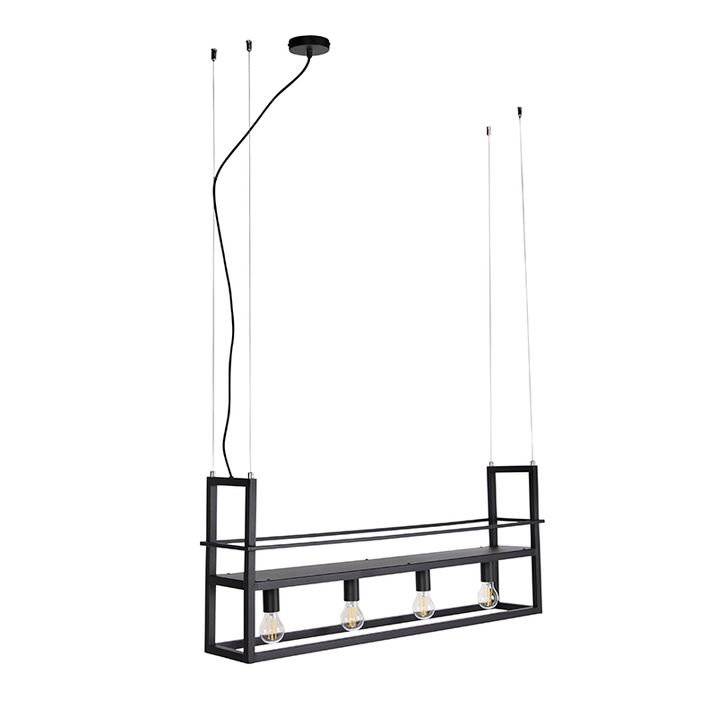 Hänglampa svart med hyllplan 4-ljus - Cage Rack