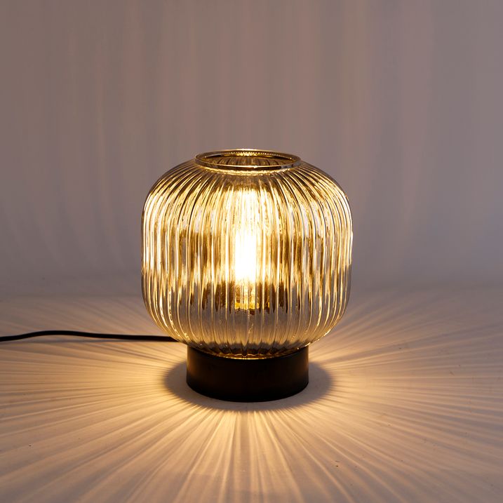 Lampada da tavolo intelligente nera con vetro fumé incl. Wifi A60 - Karel
