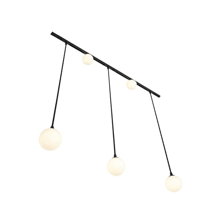 Moderne skinnesystem sort med 2 spotter og 3 pendellamper 1-fase - Slimline Eira