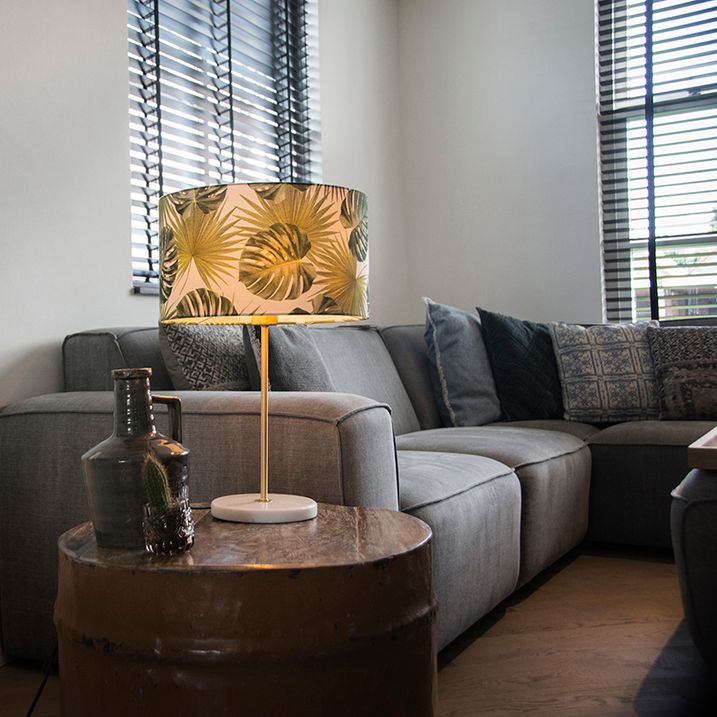 Moderní stolní lampa mosazná s listovým stínítkem 35 cm - Kaso