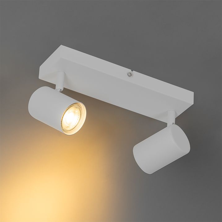 Plafonieră modernă albă cu 2 lumini, dreptunghiulară și reglabilă - Jeana