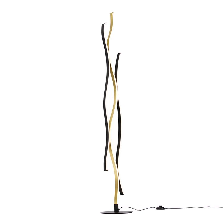 Designová stojací lampa černá se zlatou vč. stmívatelné LED - Blaze
