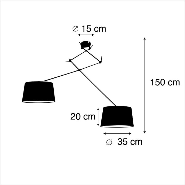 Viseća lampa sa platnenim sjenilima bijela 35 cm - Blitz II čelik