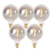 5er-Set-E27-dimmbare-LED-Twisted-Filament-Glühbirnen-G125-Rauch-4W-120lm-1800K