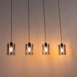 Lampă-suspendată-de-design-neagră-cu-sticlă-fumuriu-4-lumini---Dome