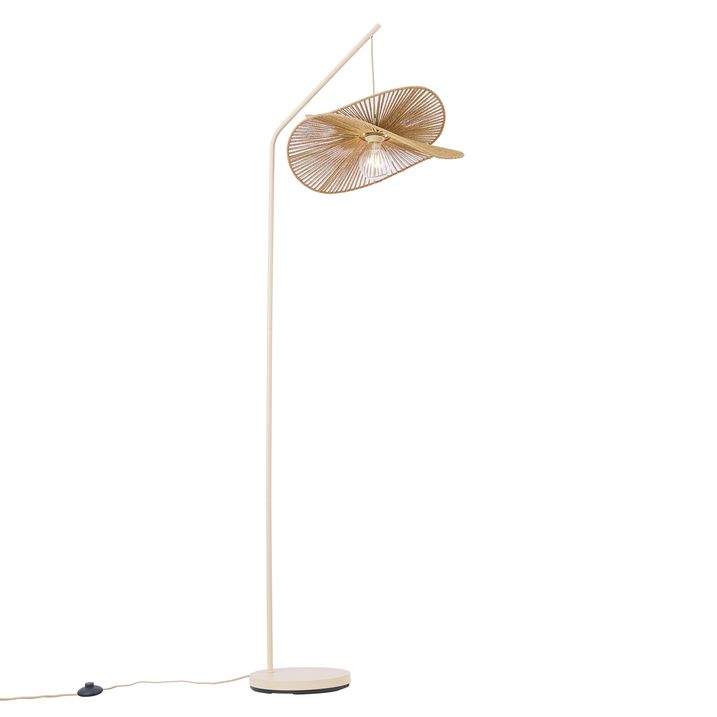 Candeeiro de Pé Art Deco Bege com Abajur Bege - Nest
