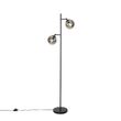 Stojací-lampa-Art-Deco-černá-s-kouřovým-sklem-2-světlo---Pallon