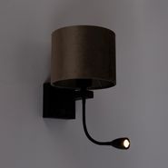 Wandleuchte-Schwarz-mit-Taupe-Samt-Schirm-18cm---Brescia-Combi