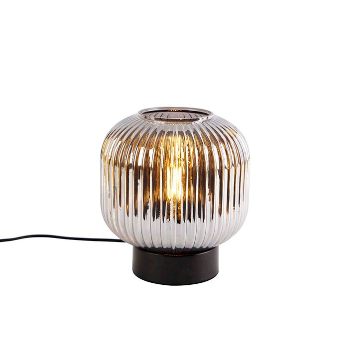 Lampada da tavolo intelligente nera con vetro fumé incl. Wifi A60 - Karel