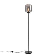 Smart-Floor-Lamp-Black-with-Smoke-Glass-incl.-Wifi-ST64---Qara
