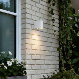 Candeeiro de parede exterior moderno branco em plástico oval - Baleno