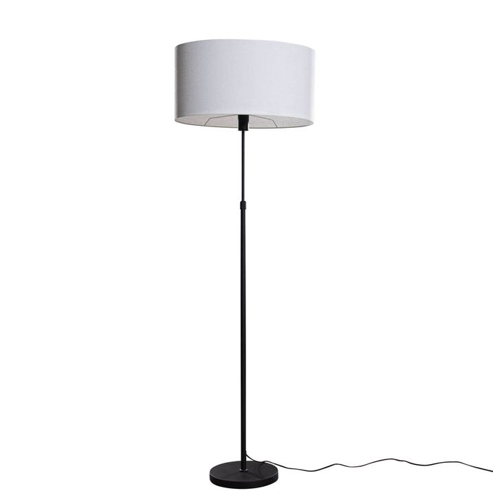 Stojacia lampa čierna s oválnym ľanovým tienidlom bielym 50 cm - Parte