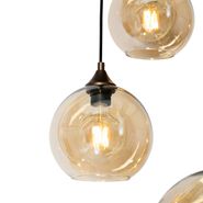 Smart-Pendant-Lamp-Dark-Bronze-with-Amber-Glass-Oval-8-Lights-Incl.-8-Wifi-G95---Sandra