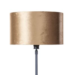 Tafellamp-zwart-met-velours-kap-brons-35cm---Parte