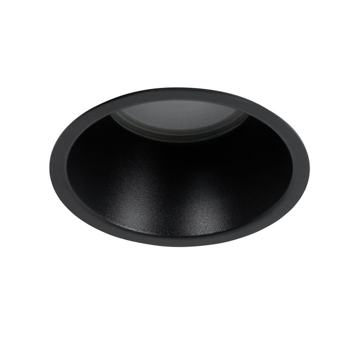 12 vnt. įleidžiamų juodų GU10 70 mm IP44 prožektorių komplektas - Dept