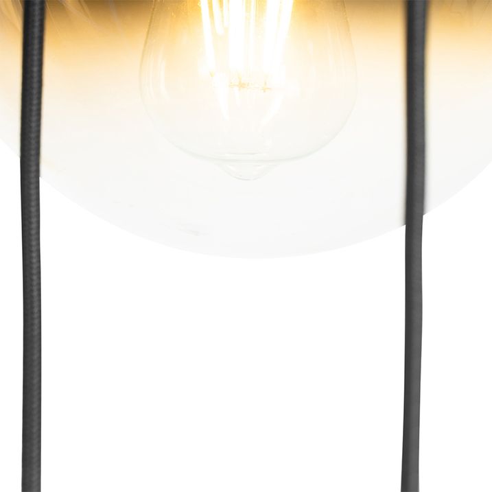 Art Deco hanglamp zwart met goud glas 7-lichts - Pallon
