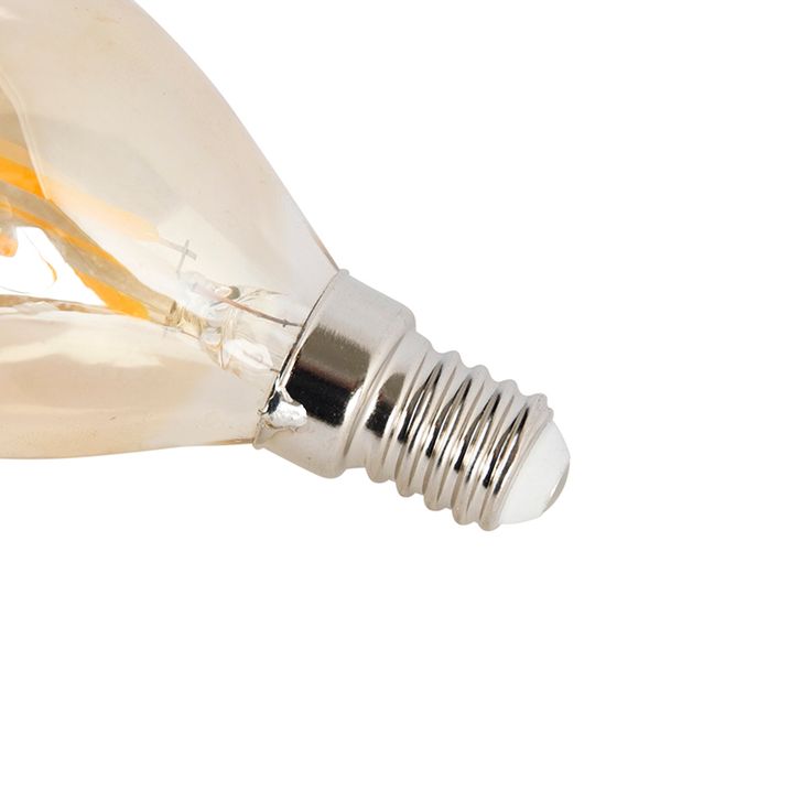 E14 Stmívatelná LED žárovka P45 zlatá 3,5W 330lm 2100K