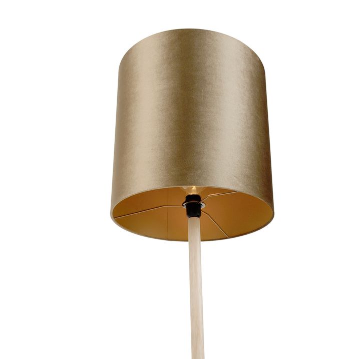 Drvena podna lampa sa bronzanim somotskim abažurom 40cm - Mels