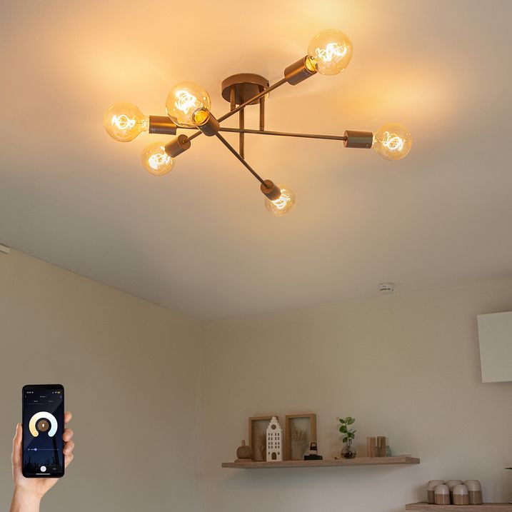Plafoniera smart bronzo scuro a 6 luci con 6 Wifi G95 - Sydney