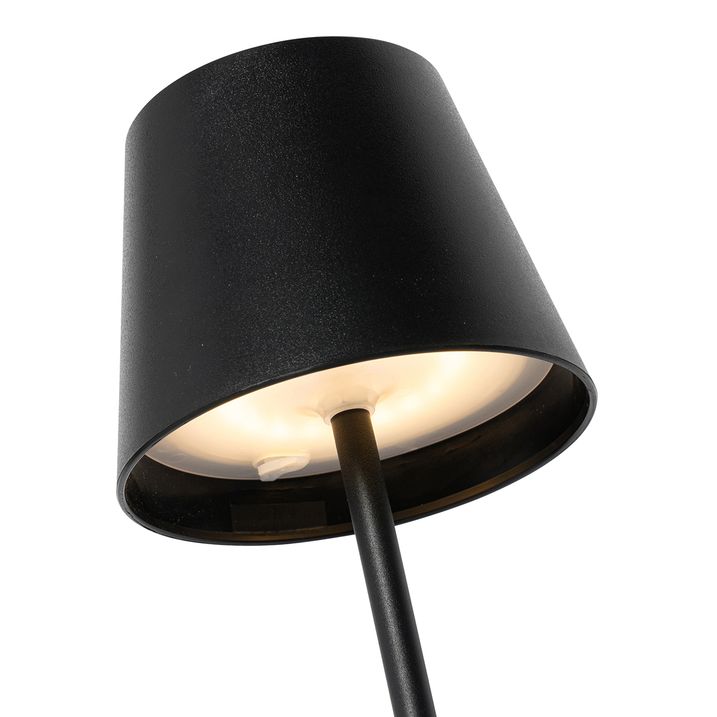 Lampa stołowa czarna z wbudowanym ściemniaczem i ładowaniem LED IP54 - Murdock