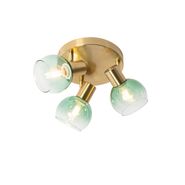 Art-Deco-plafondspot-goud-met-groen-glas-3-lichts---Vidro
