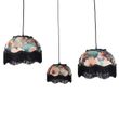 Hanglamp-zwart-met-bloemen-kap-en-witte-binnenkant-31,5cm-3-lichts---Cava