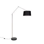 Lámpara-de-pie-moderna-de-acero-con-pantalla-de-lino-negro-de-45-cm---Editor
