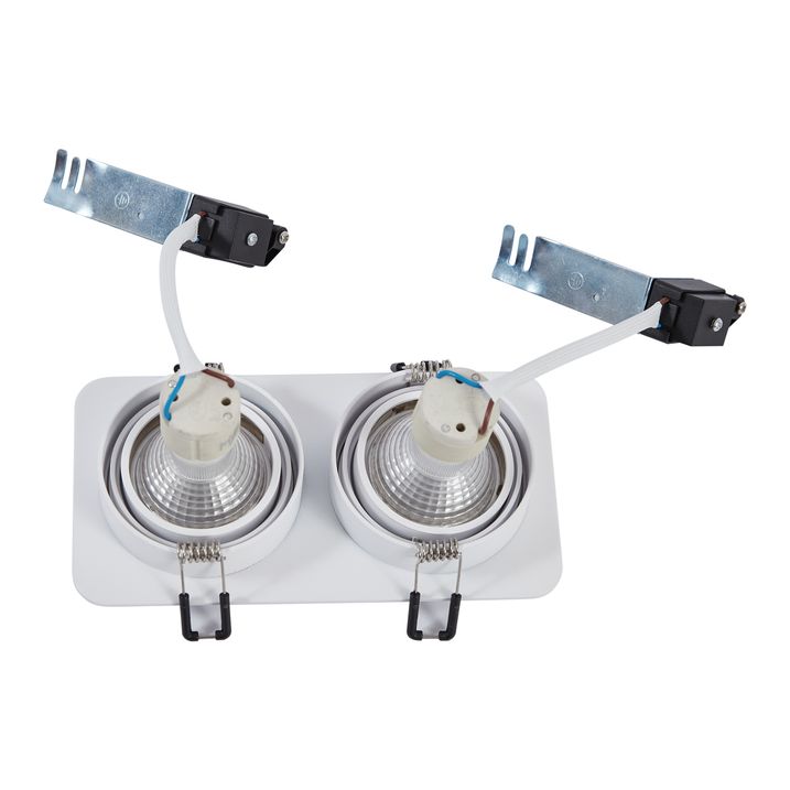 Rounded Recessed Spotlight White GU10 50mm Rotatable and Tiltable IP44 2-Lights - Alberto
