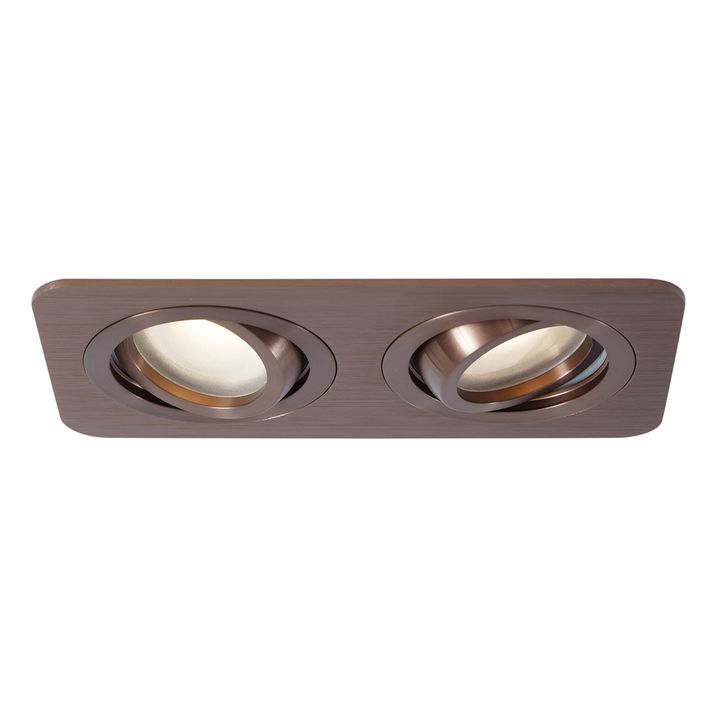 Rounded Recessed Spotlight Dark Bronze GU10 50mm Rotatable and Tiltable IP44 2-Lights - Alberto
