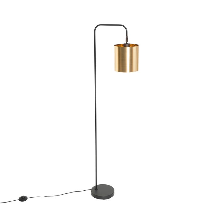 Moderna podna lampa crna sa zlatom - Lofty