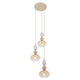 Design-hanglamp-beige-met-amber-glas-3-lichts---Bohemy