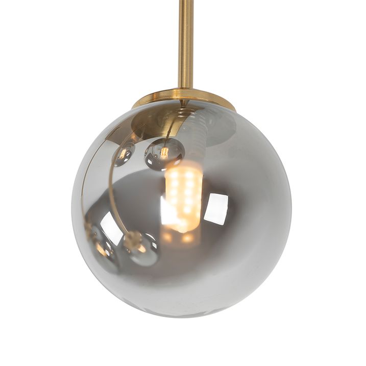 Plafoniera moderna aurie cu 5 lumini cu sticla fumurie - Atena