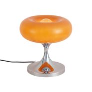 Lámpara-de-mesa-retro-cromada-con-pantalla-de-cristal-naranja-31cm---Glaze