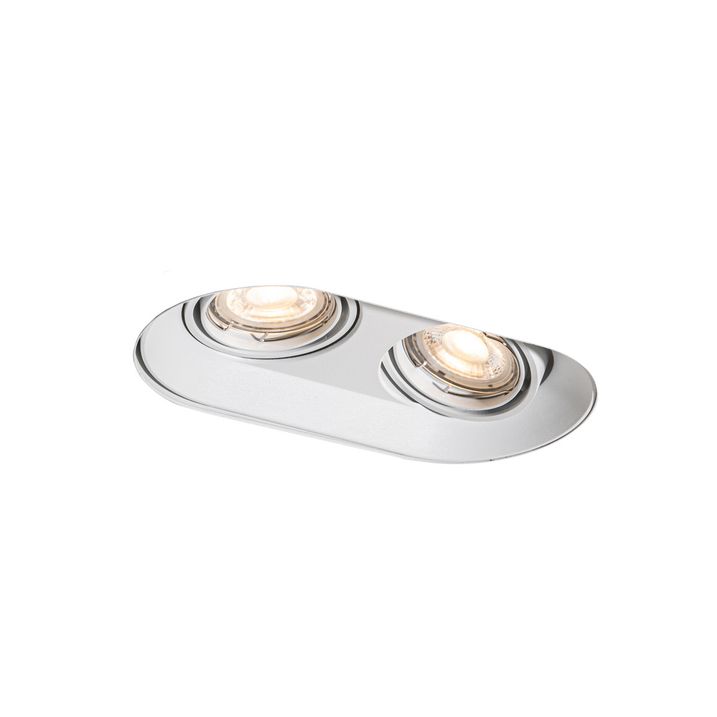 Sæt med 6 afrundede indbygningsspots hvid GU10 50mm 2-lys - Hubs