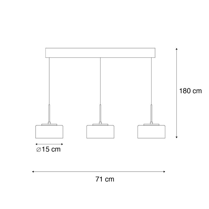 Závěsné svítidlo černé s kouřovým sklem vč. LED 3-světla Easylift - Rika