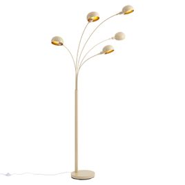 Moderne vloerlamp taupe met gouden binnenkant 5-lichts - Sixties Arc