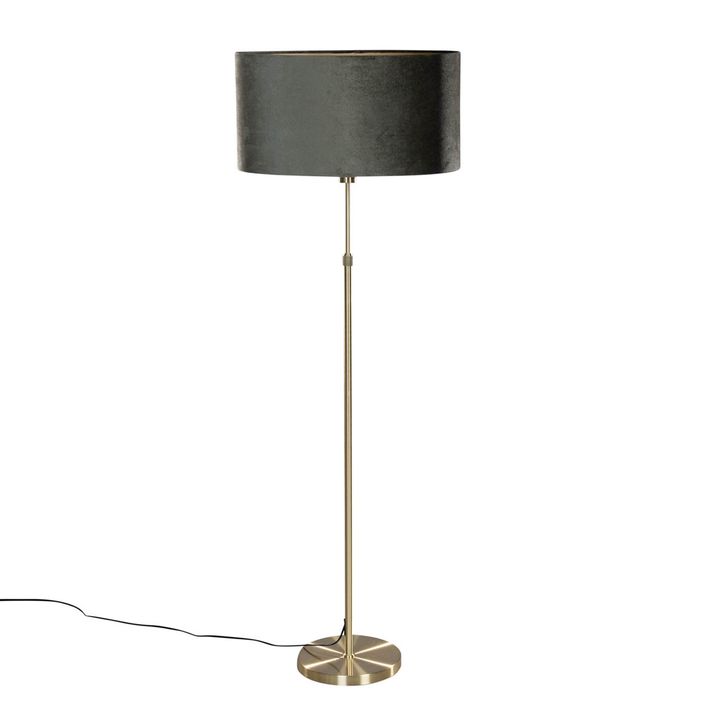 Lampadaire doré avec abat-jour ovale en velours vert 50 cm - Parte