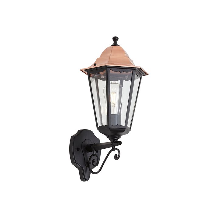 Lampada da parete classica nera con rame IP44 - Havana