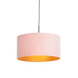 Kadife abajurlu altın rengi pembe sarkıt lamba 50 cm - Combi