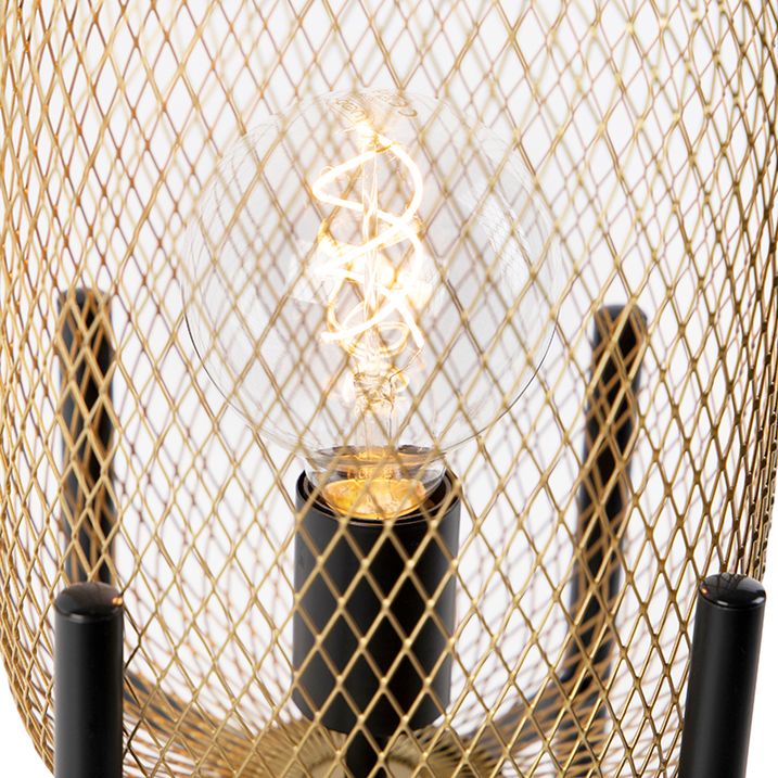 Moderná stolná lampa čierna so zlatom - Bliss Mesh