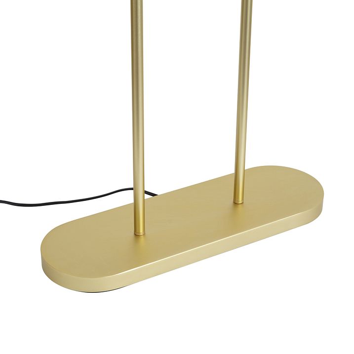 Mesingana podna lampa sa ovalnim abažurom, dizajnom lista i zlatnom unutrašnjošću 50cm - Thijmen