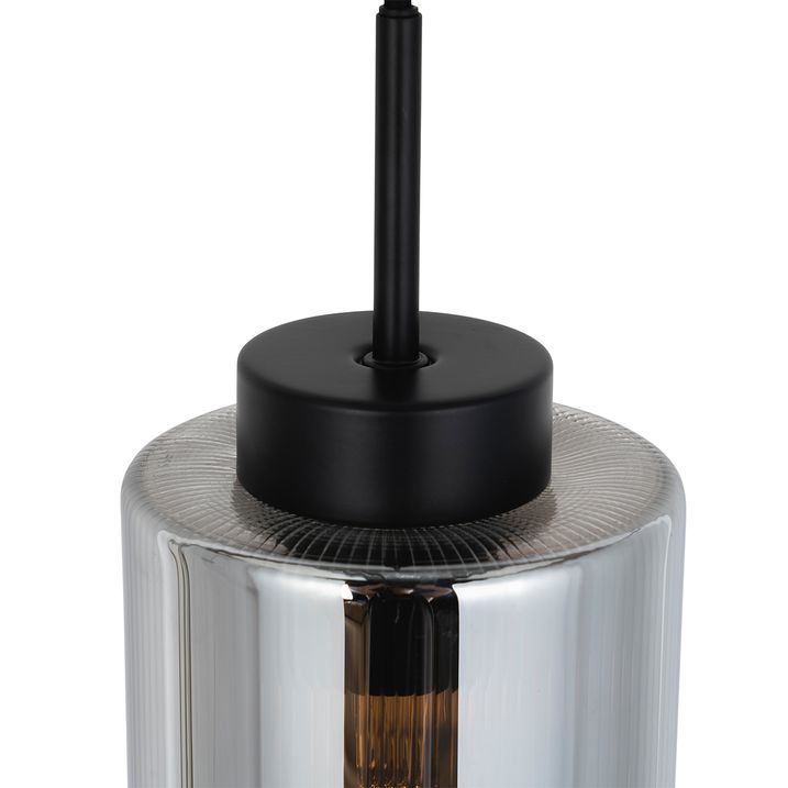 Smart Pendant Lamp Black with Smoke Glass 4-Lights Incl. 4 Wifi ST64 - Laura