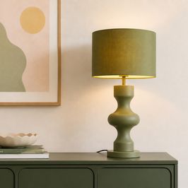 Retro Lampa Stołowa Zielona z Abażurem z Tkaniny - Captain